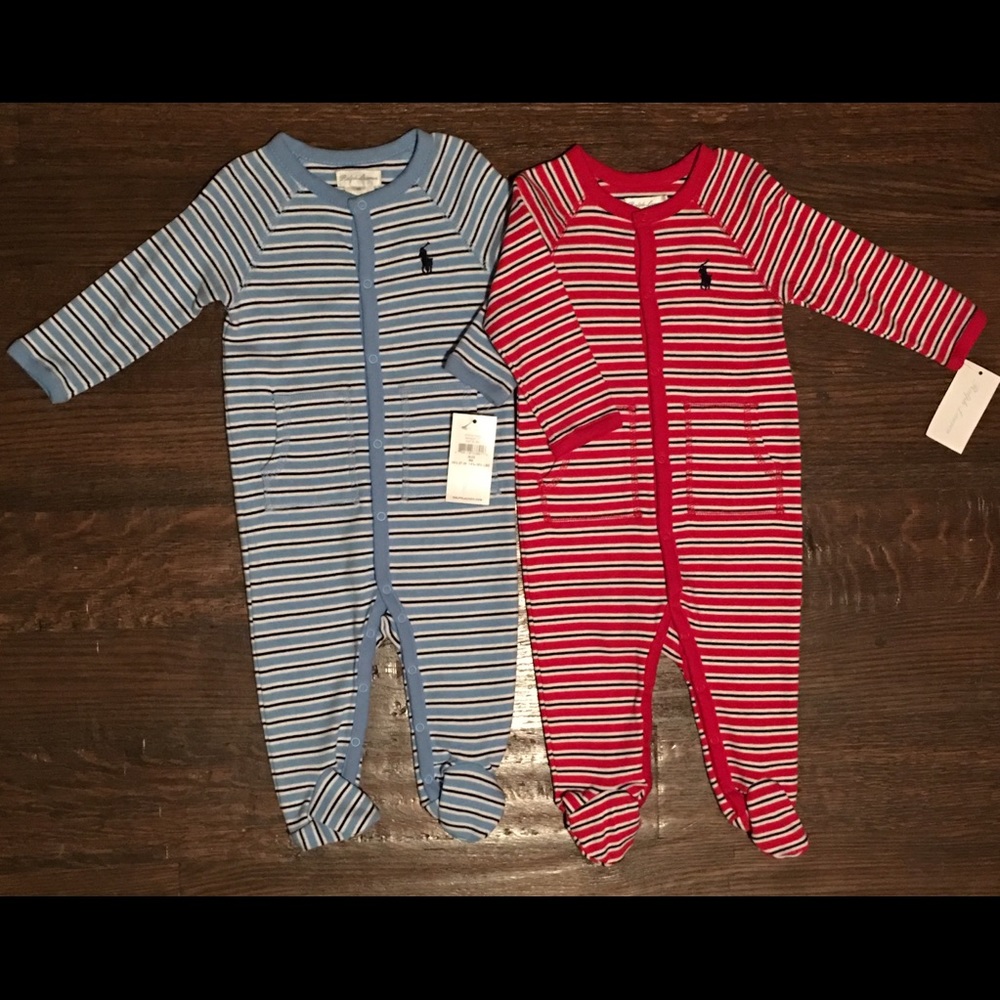 Ralph Lauren Polo striped coverall onesies.
